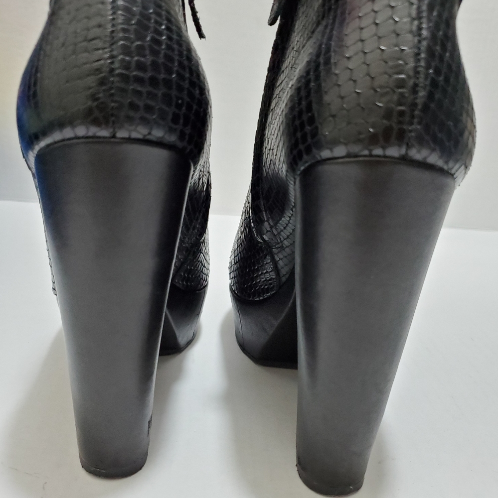 Theory Python Snake Skin Wedge Boots Booties - image 6
